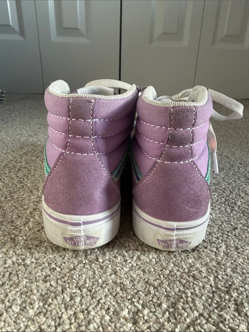 Vans Kids High-Top Skate Shoe — Lavender with Iridescent Accent